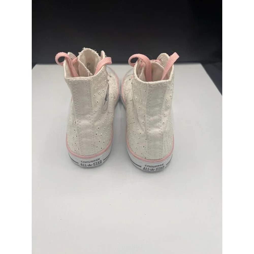 Converse Chuck Taylor Eyelet High Top Sneakers Youth 5 Women’s 7 Pink/White EUC